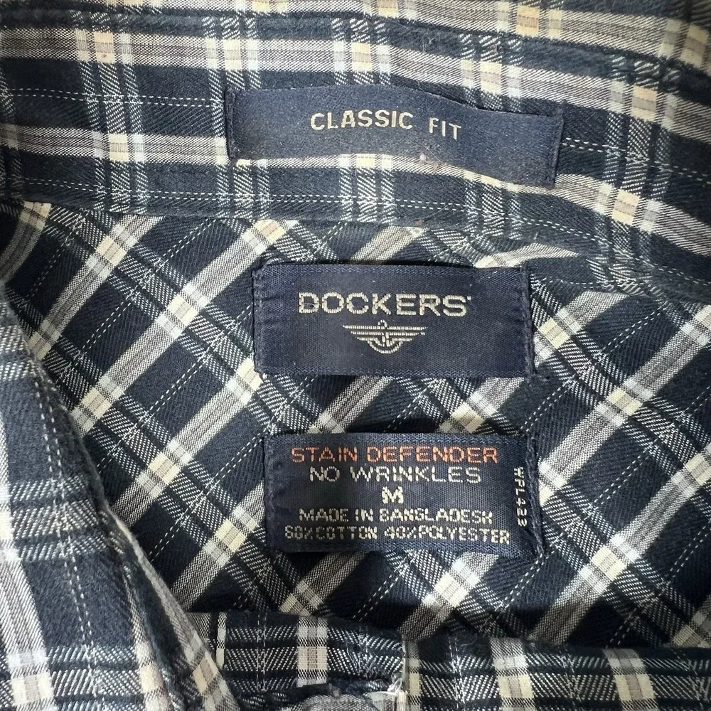 Vintage‎ Dockers Oxford Shirt Men Medium Plaid Long Sleeve Button Down Outdoors